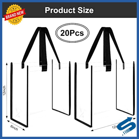 Clear PVC Tote Bags Bulk Pack Stadium Approved See Through Travel Beach - Picture 4 of 7